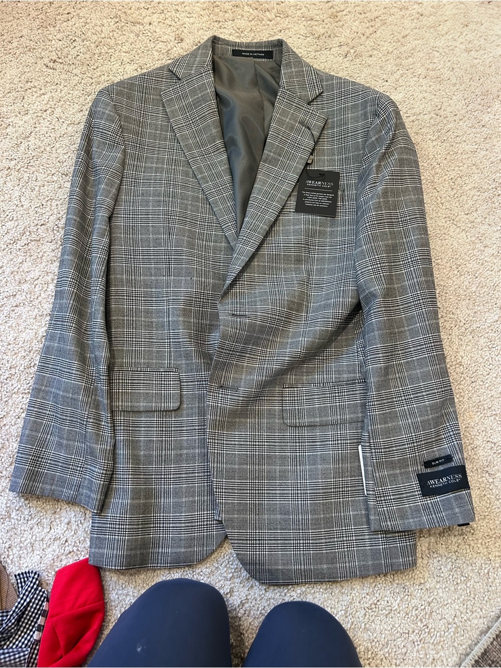Kenneth Cole Gray Glen Plaid Sport Coat with Windowpane
